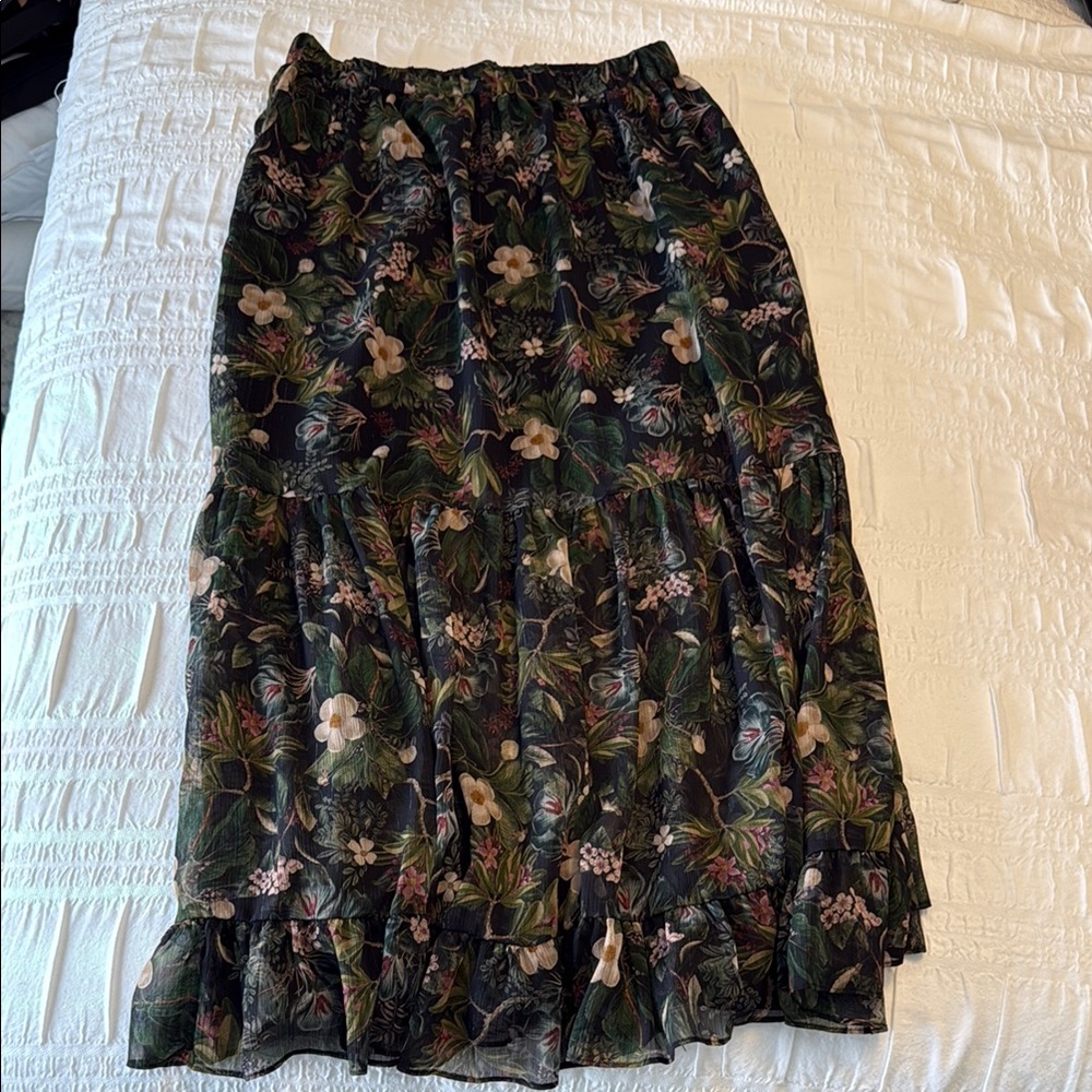 Floral Black Maxi Skirt